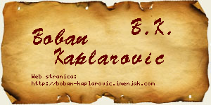 Boban Kaplarović vizit kartica